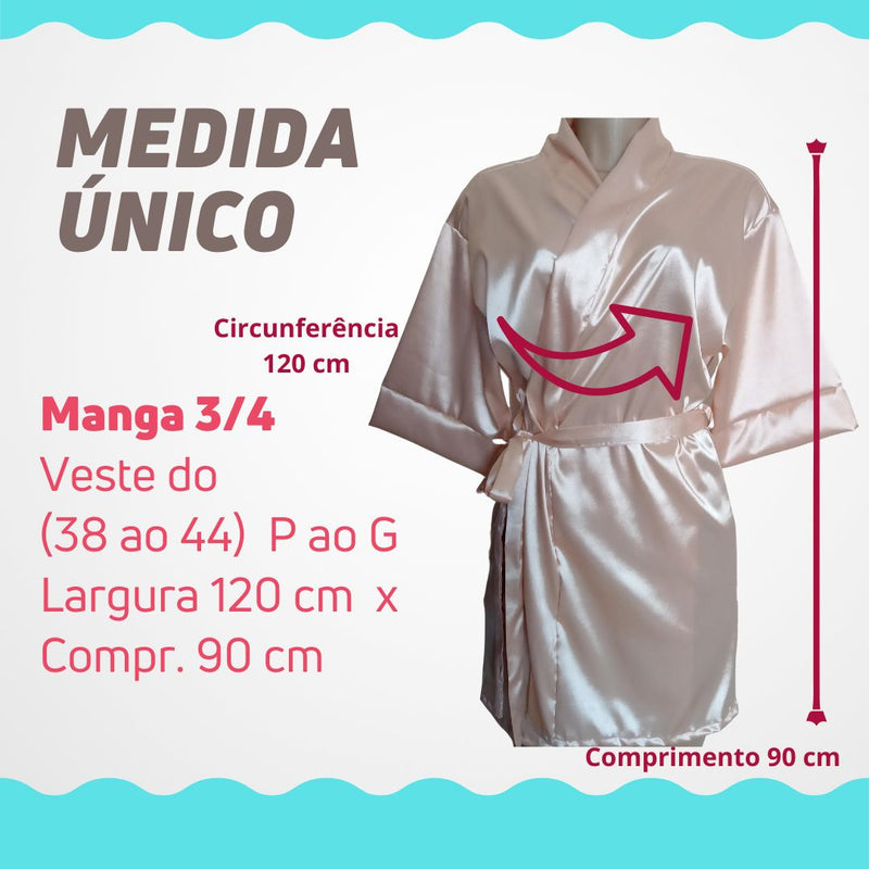 Robe Feminino Manga 3/4 Cetim Elastano Bordado Personalizado