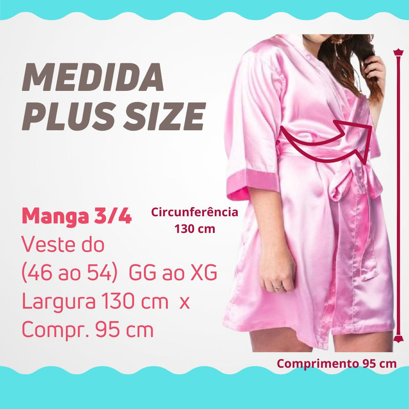 Robe Feminino Manga 3/4 Cetim Elastano Bordado Personalizado