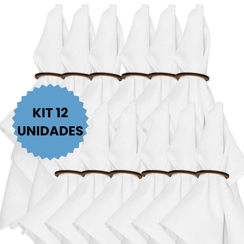 Kit 12 Peças Guardanapo Tecido Oxford Liso Branco com Bainha para Mesa Posta