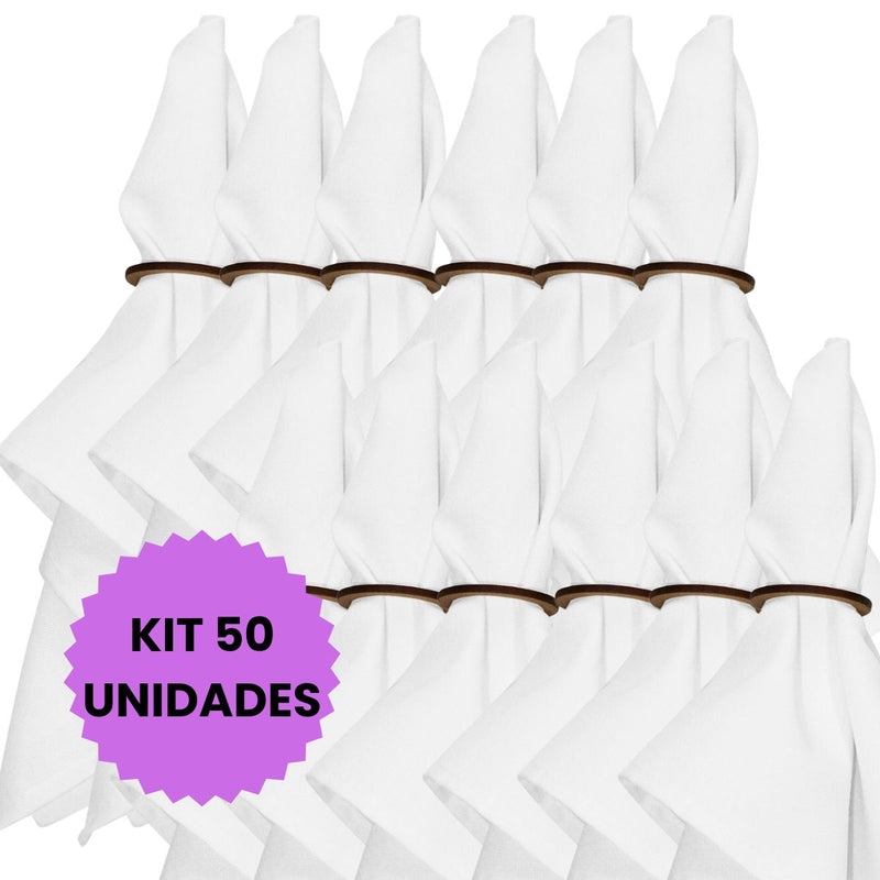 Kit 50 Peças Guardanapo Tecido Oxford Liso Branco com Bainha para Mesa Festa Buffet