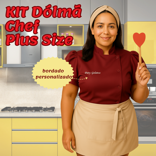 Dólmã Chef Gourmet Kit Confeitaria PLUS SIZE