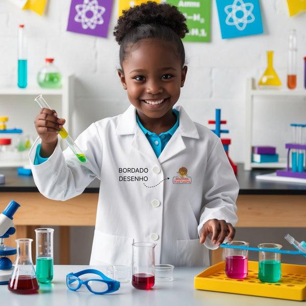 Jaleco Branco Infantil Manga Longa Bordado