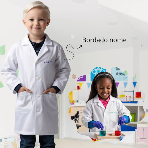Jaleco de Educação Infantil com Nome Personalizado Tamanhos do 02 ao 16