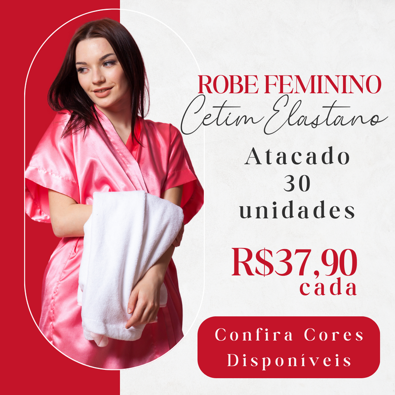 Robe Feminino Cetim Elastano ATACADO 30 unidades - FRETE GRÁTIS