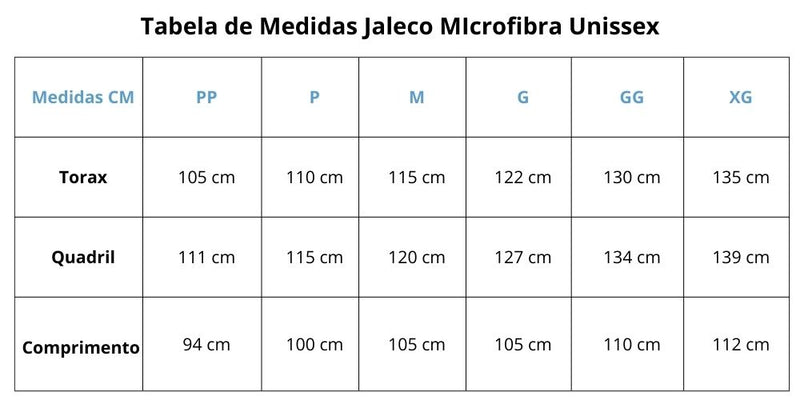 Jaleco Adulto Unissex Branco Manga Longa Microfibra